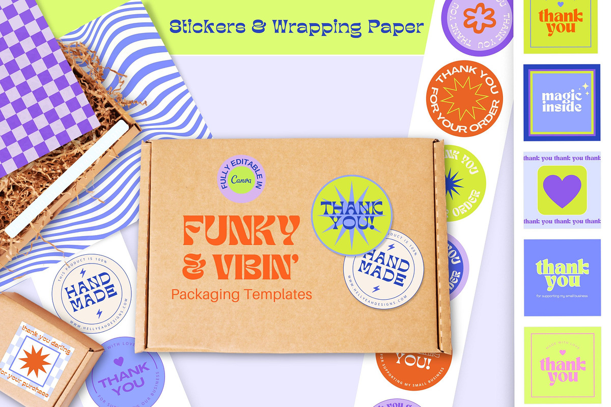 Funky Sticker & Wrapping Templates, a Stationery Template by Hell Yeah Designs (Photo 1 of 9)