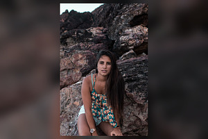 Floral Top on Coastal Rocks