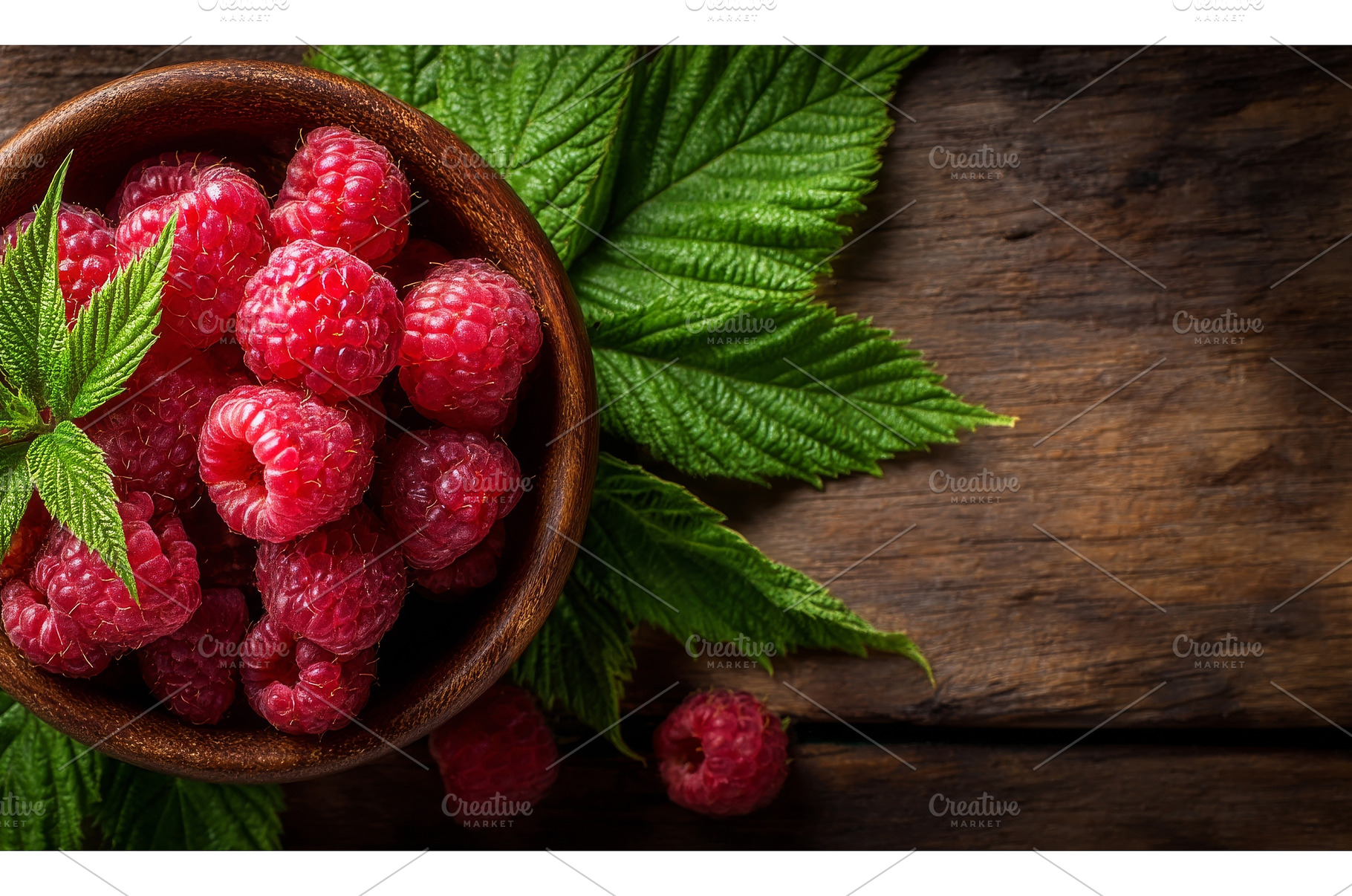 A bowl of organic raspberries with, a Food & Drink Photo by ZinetroN
