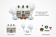 Winter town Christmas house clipart, a Person Illustration by LyubovZaytseva (Thumbnail 6 of 23)