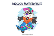 Cute Cartoon Raccoon on a skateboard, an Animal Illustration by KENO Mascots (Thumbnail 2 of 3)