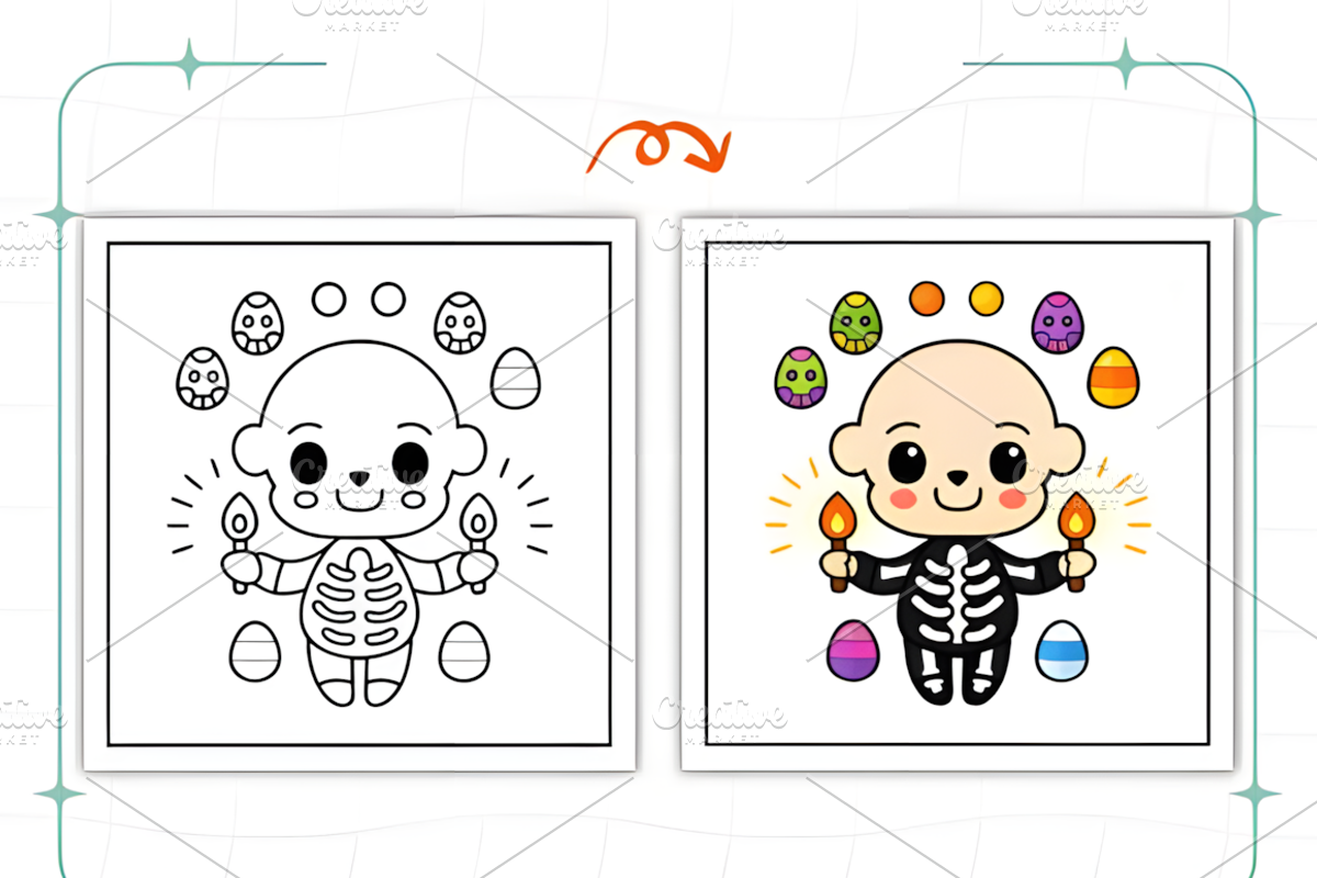 Spooky Easter Coloring Pages, a Seasonal Illustration by Ink Gallery (Photo 6 of 9)