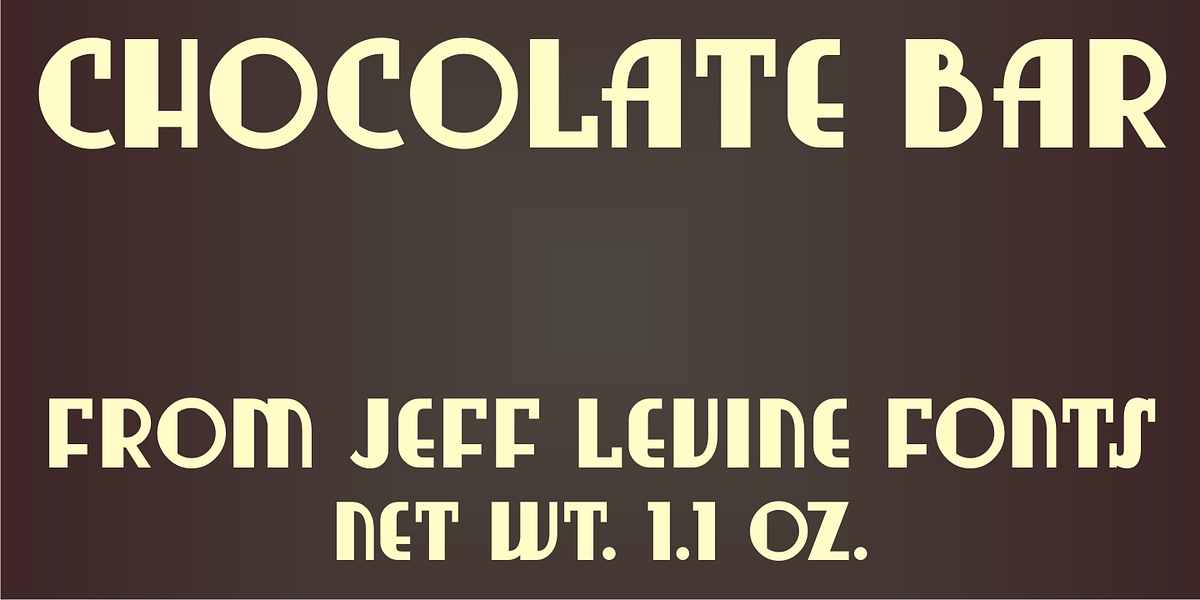 Chocolate Bar JNL, a Font by Jeff Levine Fonts