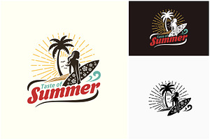 Sea Surfboard Woman Summer Surf Logo