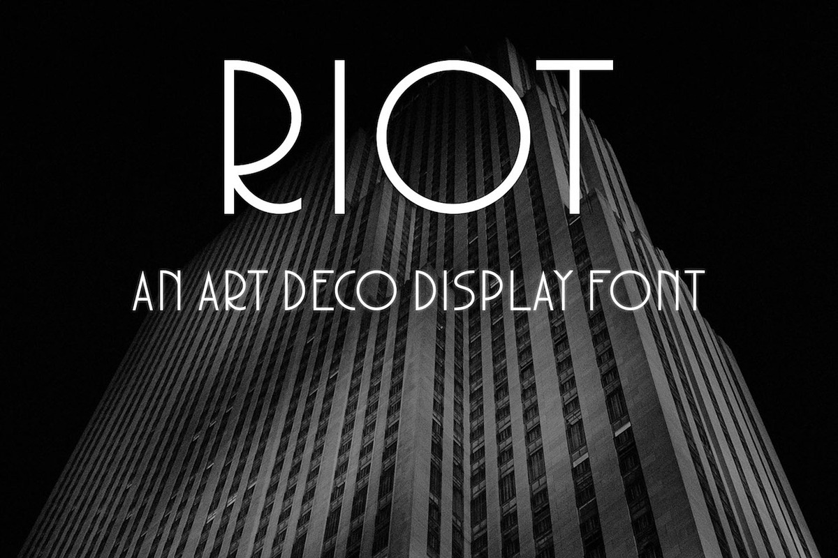 RIOT - An Art Deco Display Font, a Sans Serif Font by Hannah Marks (Photo 1 of 4)