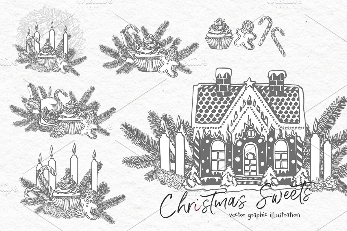 Xmas set graphic illustrations, a Decorative Illustration by Ann Astro (Photo 13 of 24)