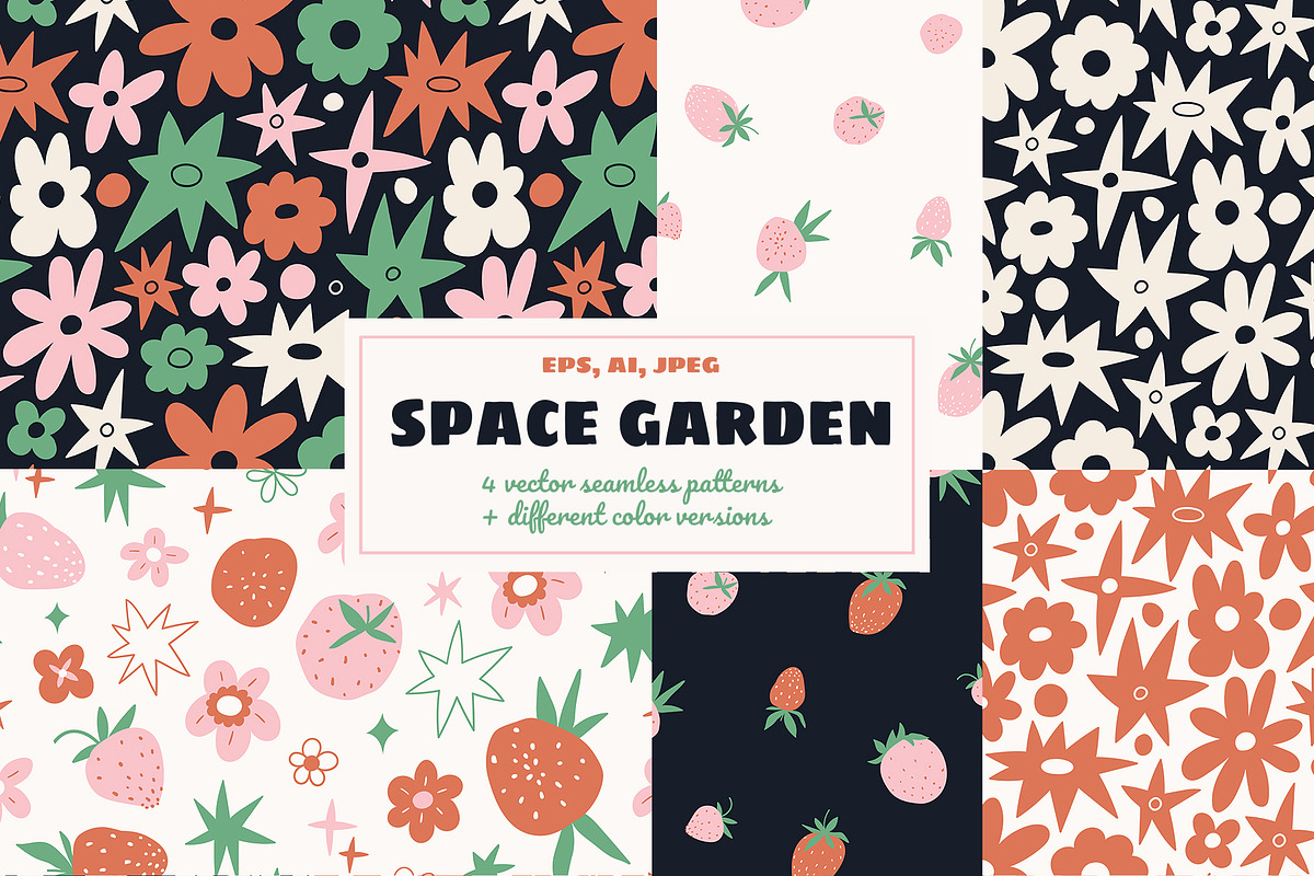 Space garden seamless patterns, a Pattern Graphic by Alenkakarabanova (Photo 1 of 6)