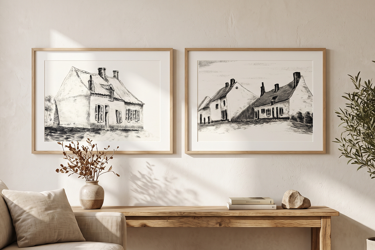 Vintage Van Gogh Cottages Set, a Decorative Illustration by Pink_bloom (Photo 3 of 5)