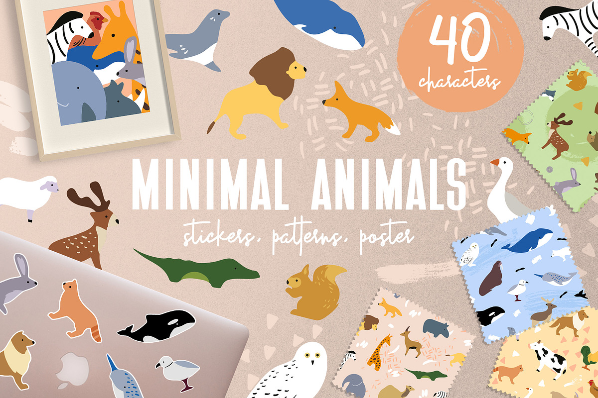 Minimal Animals Set, an Animal Illustration by kilaniants (Photo 1 of 11)