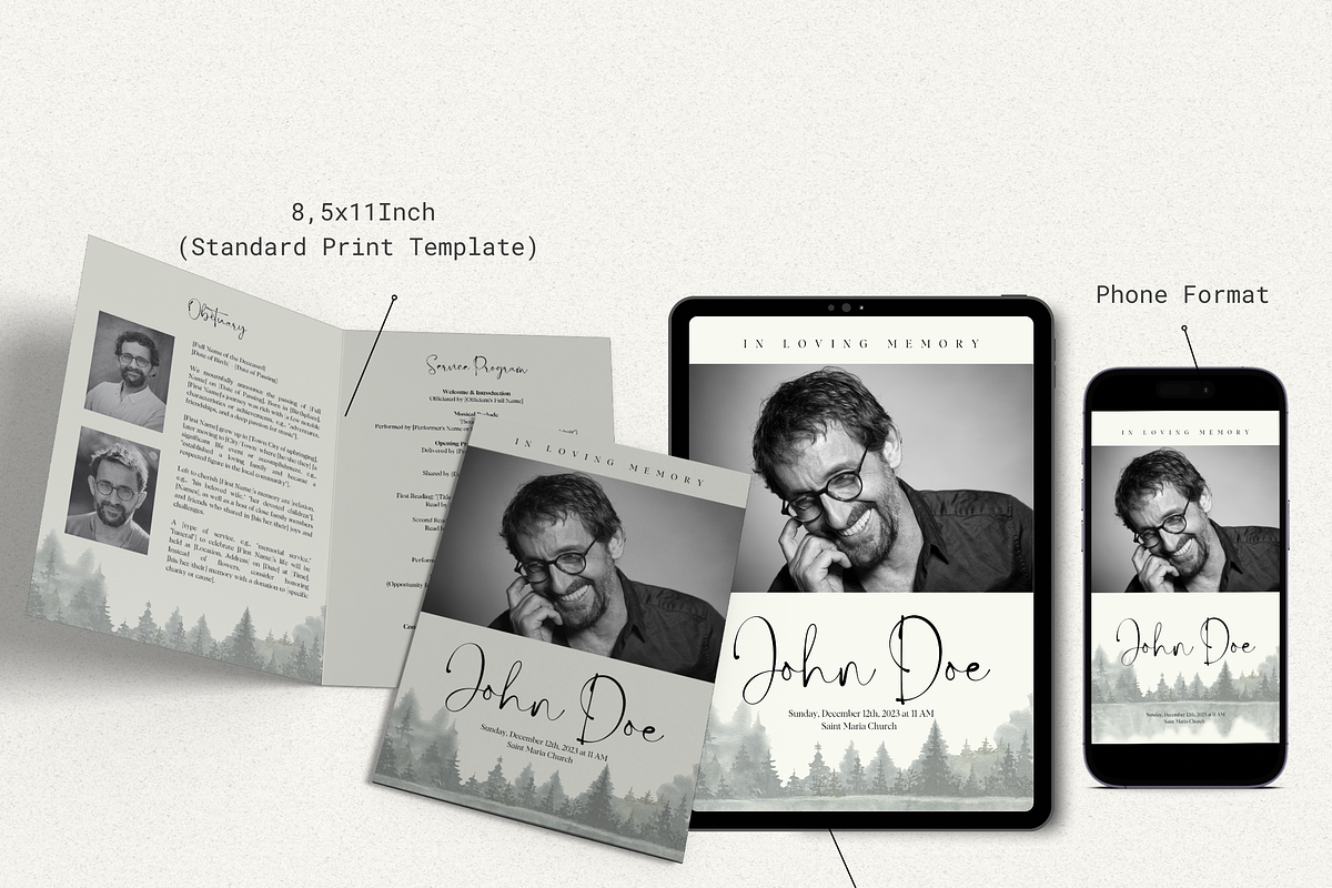 Funeral Program Template Set I Canva, an Invitation Template by The Social Stuff (Photo 5 of 10)