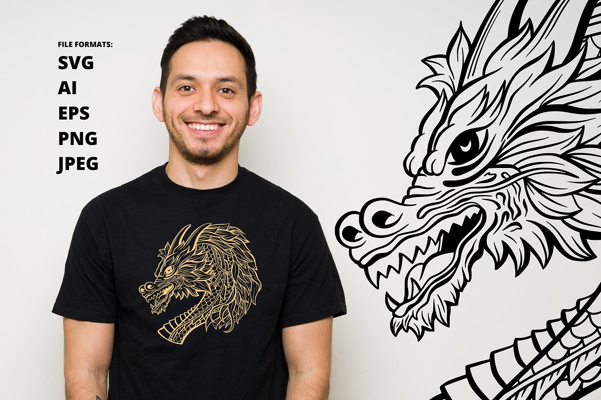 Chinese Dragon SVG Black Outline, an Animal Illustration by ilonitta (Photo 3 of 8)