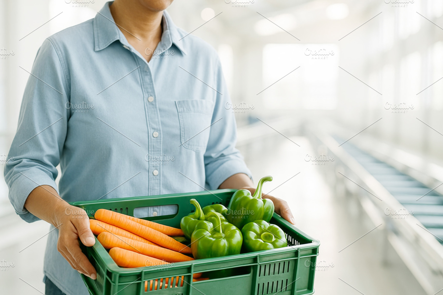 Woman farmer holding basket of fresh, a Photo by Dvoevnore photos
