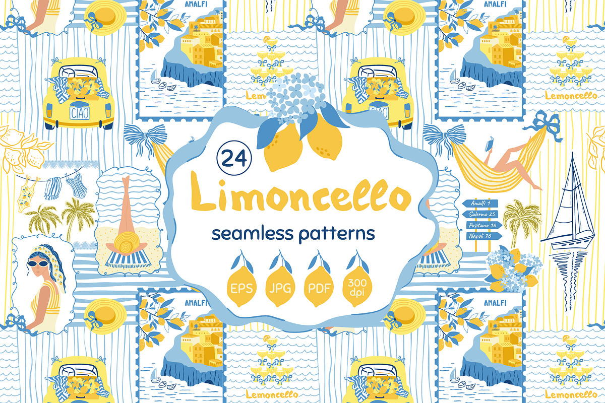 Limoncello - summer Amalfi patterns, a Pattern Graphic by Tani Kuzminka (Photo 5 of 24)