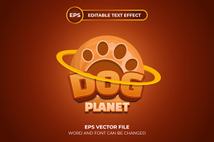 Dog planet with editable text effect