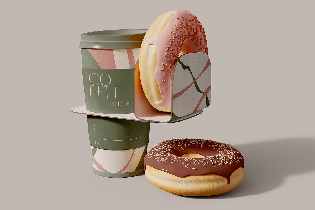 Coffee Cups with Holder Mockup, an Advertising Mockup by skybluecreative (Photo 2 of 2)