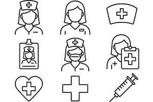 Vector illustration of line icons, a Healthcare Illustration by ZinetroN