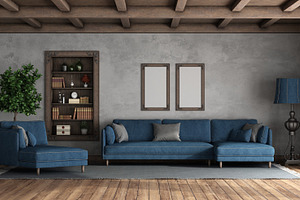 Living room in retro style with mode
