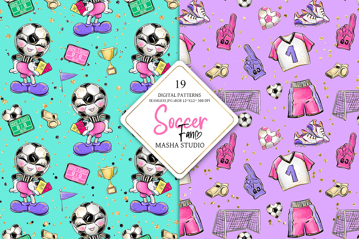 Soccer Seamless Digital Papers, a Pattern Graphic by Masha  Studio (Photo 3 of 8)