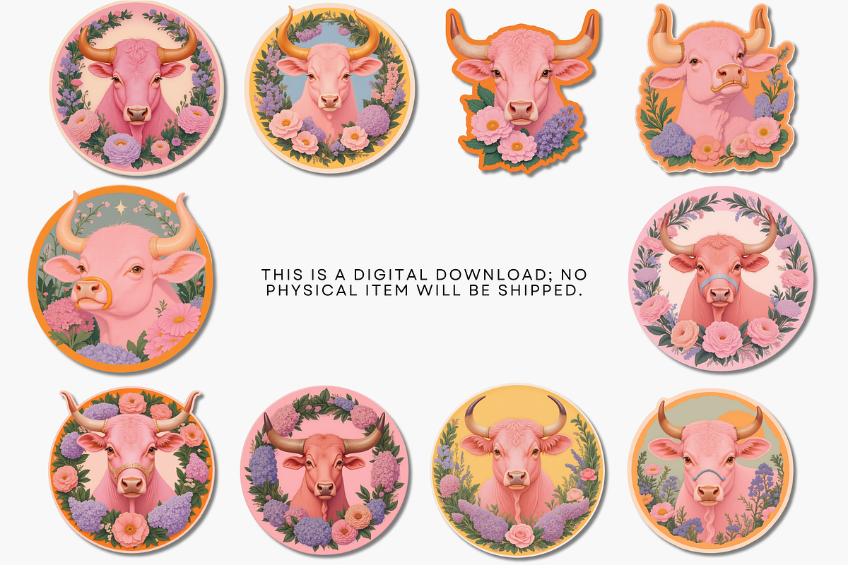 Pink Taurus Floral Collection , an Illustration by Jakayla Digital Co (Photo 7 of 8)