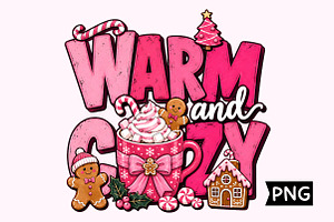Warm and Cozy Pink Christmas PNG, a Seasonal Illustration by Creative Art