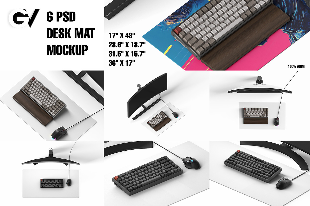 Desk mat mockup 6 PSD fully editable, a Household Mockup by GraphicVil (Photo 2 of 9)