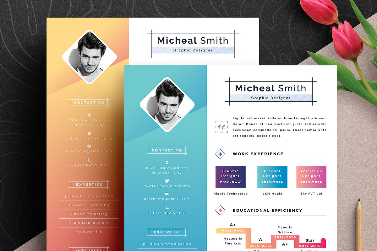 Modern Resume Cv Template, a Resume Template by Tbunny (Photo 1 of 6)