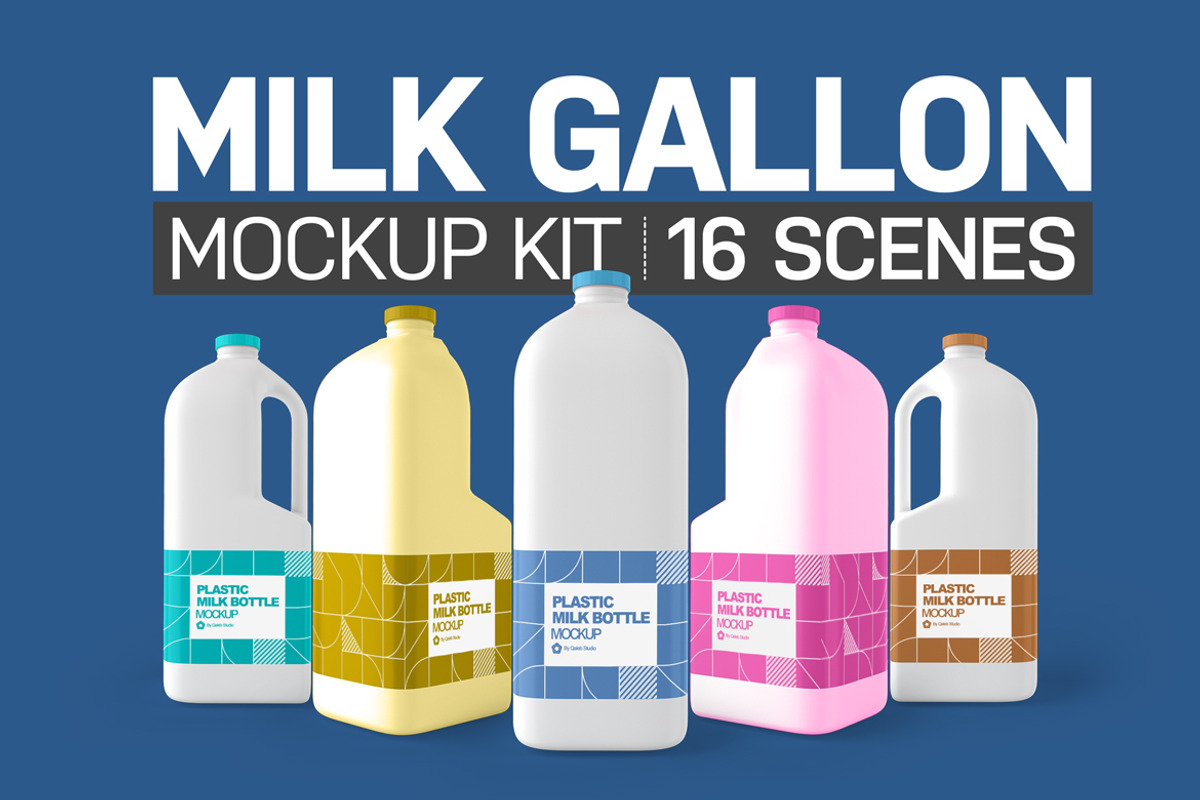 Milk Gallon Kit, a Cups & Container Mockup by Qaleb Studio (Photo 1 of 5)