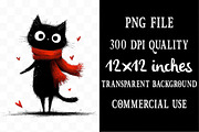 Whimsical Valentine Black Cat, an Illustration by Designking (Thumbnail 4 of 5)