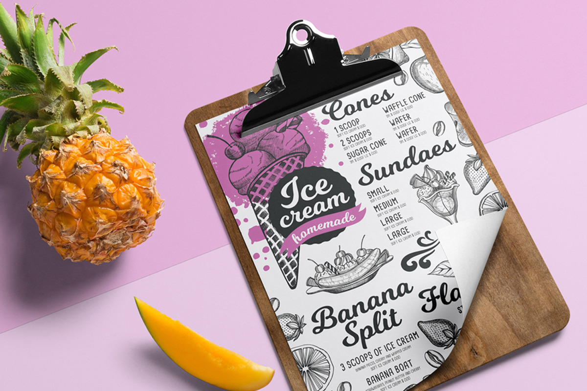 FREE! Trifold + Ice Cream Menu, a Brochure Template by BarcelonaShop (Photo 1 of 3)