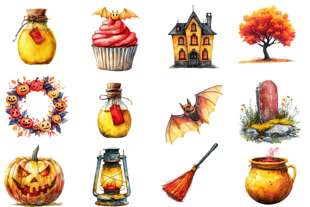 Watercolor Halloween Sublimation, an Illustration by Designworld (Photo 3 of 6)