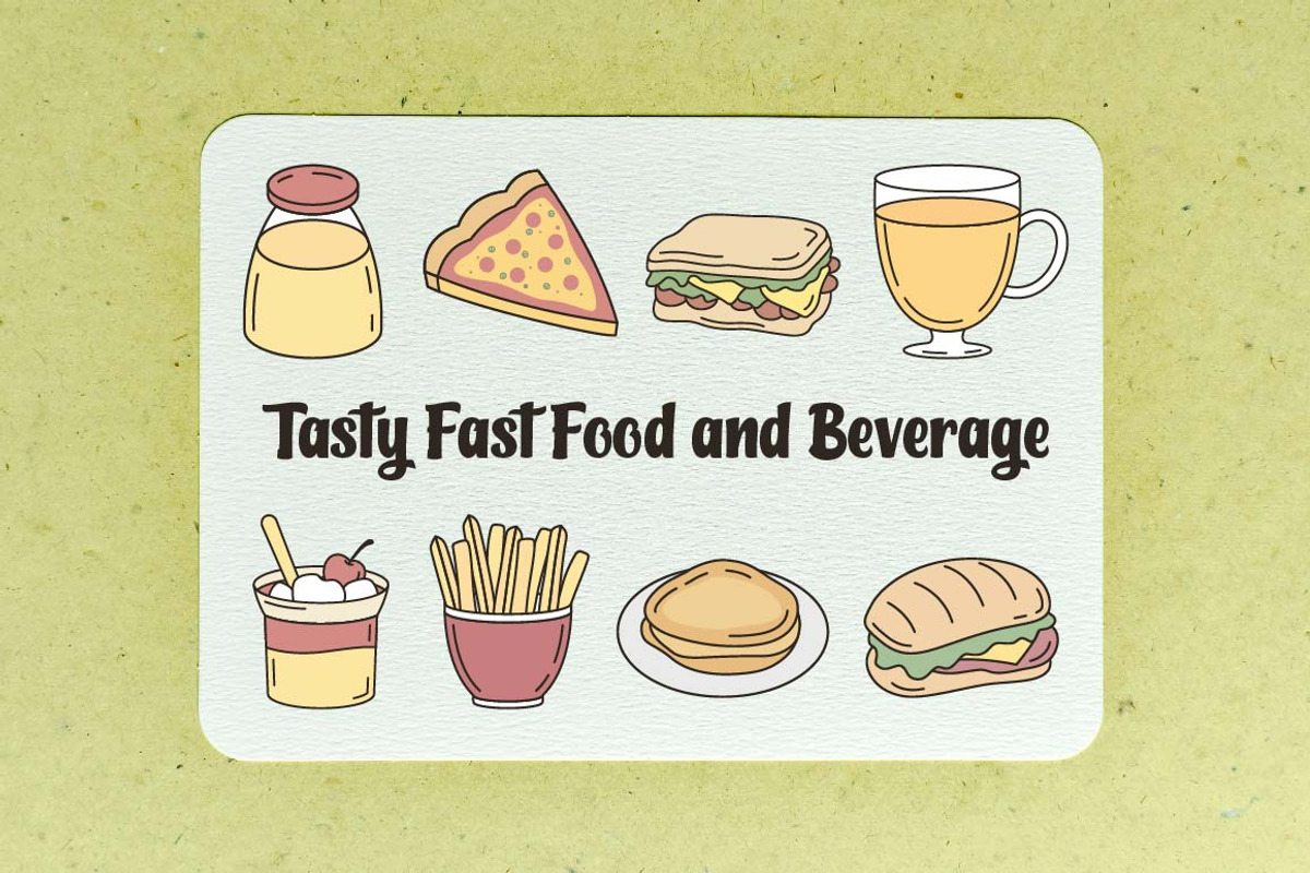 22 Tasty Fast Food with Drink, a Food Illustration by jongcreative (Photo 2 of 5)