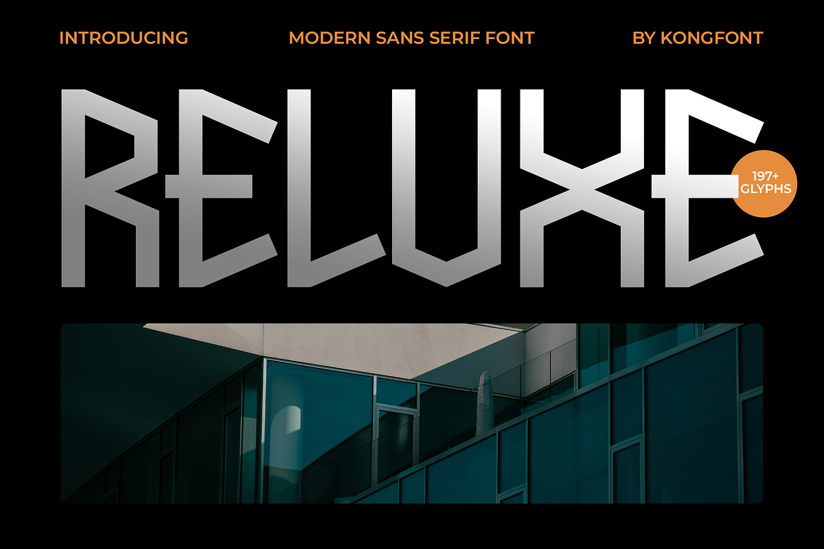Reluxe – Modern Sans Serif Font, a Font by overlaytemplates (Photo 1 of 5)