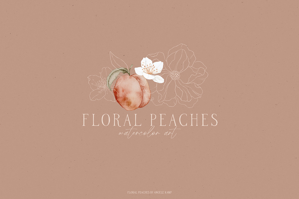 Floral Peaches watercolor flowers, an Illustration by Angele Kamp (Photo 3 of 10)