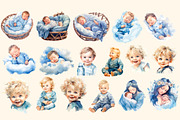 Blue dreams, Boho watercolor clipart, an Illustration by Hello My Print (Thumbnail 2 of 10)
