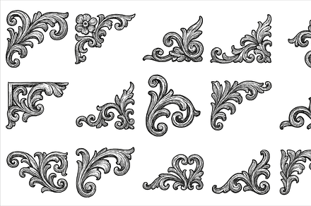Hand Drawn Ornamental Corner Set, an Illustration by Sempu