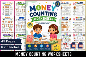 Money Counting Worksheets, a Stationery Template by Designmela01
