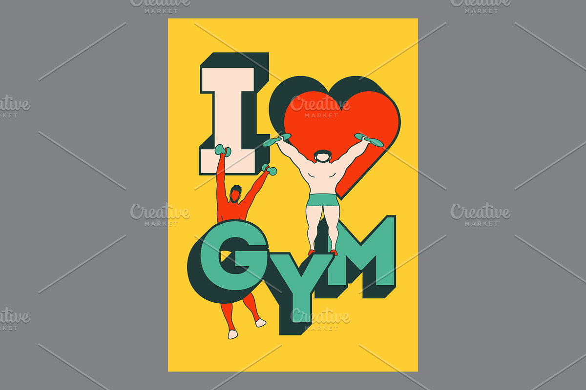 I Love Gym. Vector poster set., a Sport Illustration by PoPaShop (Photo 3 of 7)
