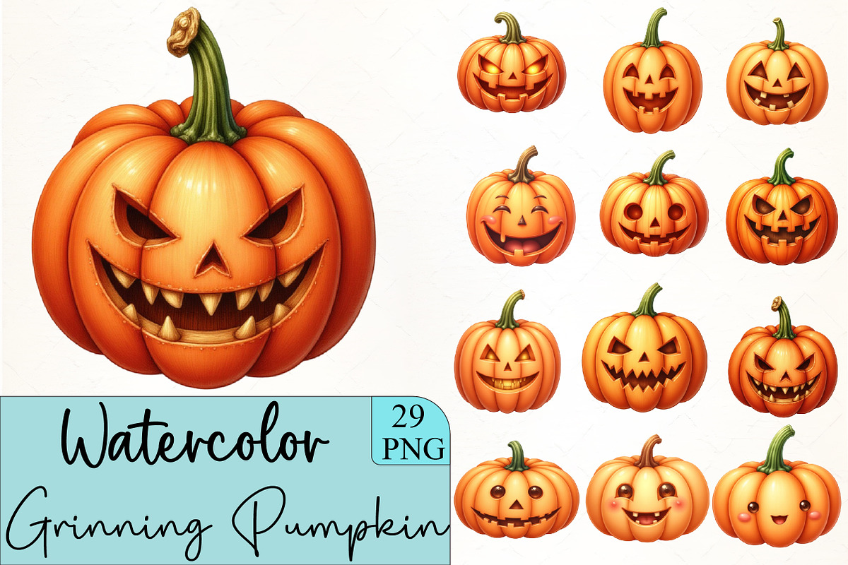 Grinning Pumpkin Clipart, an Illustration by CrexoraLab (Photo 4 of 5)