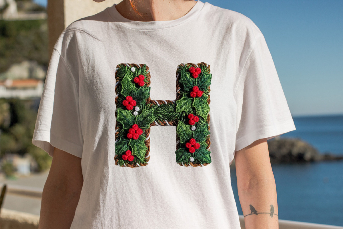 Christmas Embroidery Alphabet Clipar, an Illustration by SVGArt (Photo 5 of 8)