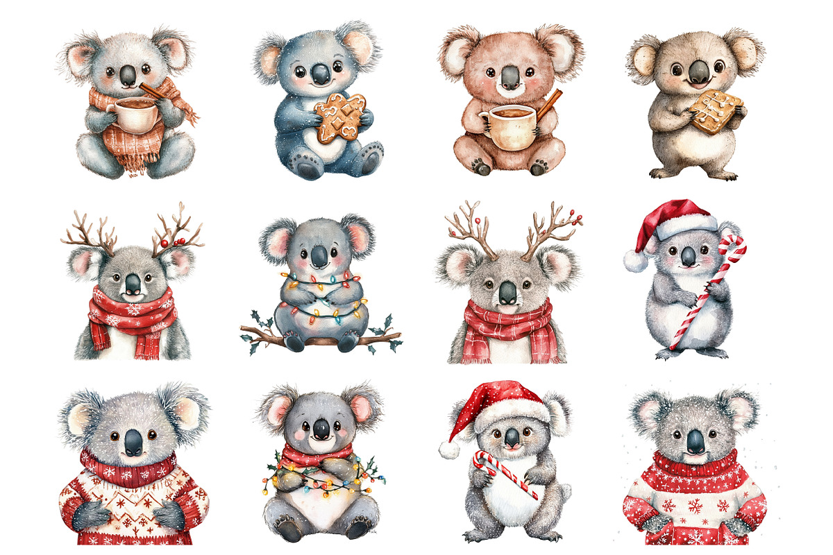 Christmas Koala Clipart, an Illustration by Design Market (Photo 2 of 4)