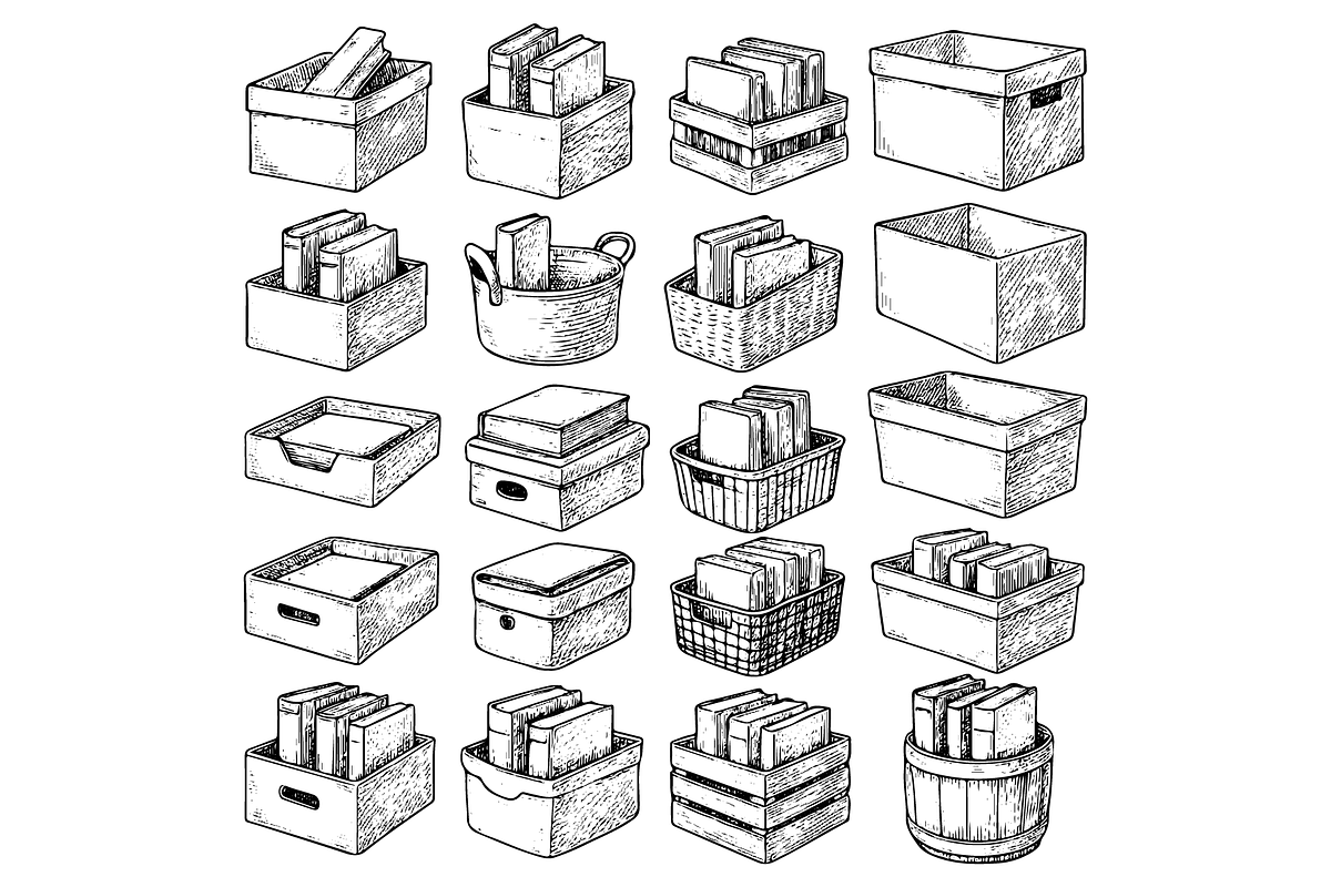 Book Storage Illustration Pack, an Object Graphic by nikagraphic