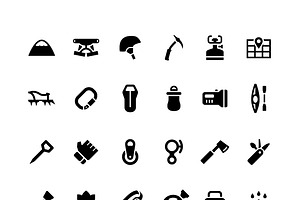 Set Icons Of Camping And Mountaineer