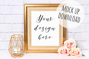 Gold Frame Mockup Styled Photo