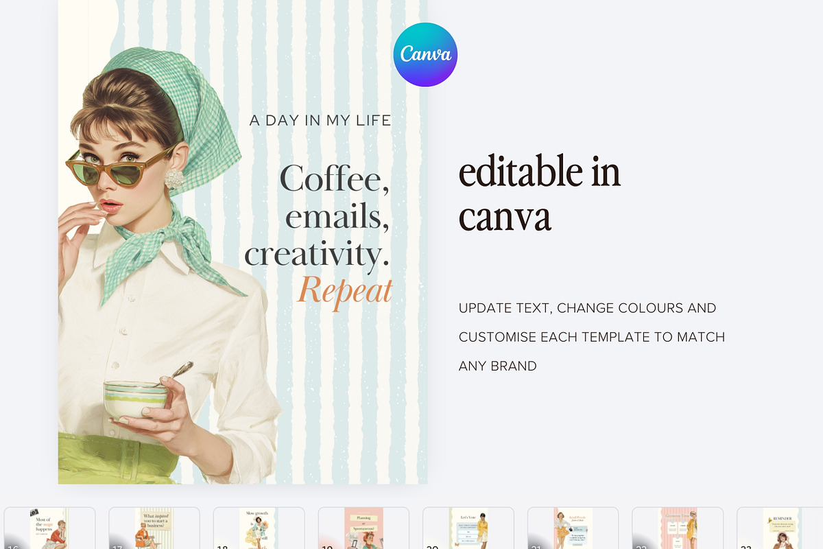 Retro Feminine Instagram Template, a Templates & Theme by Pawprints Canvas Co. (Photo 6 of 8)