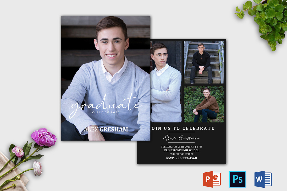 Graduation Announcement Template, a Card Template by Designscozy (Photo 3 of 5)