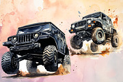 cartoon  jeep watercolor bundle, an Object Graphic by Pixxel_Studio (Thumbnail 2 of 3)