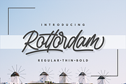 Rottordam - Regular, Thin, and Bold, a Script Font by Inspiratype (Thumbnail 1 of 14)