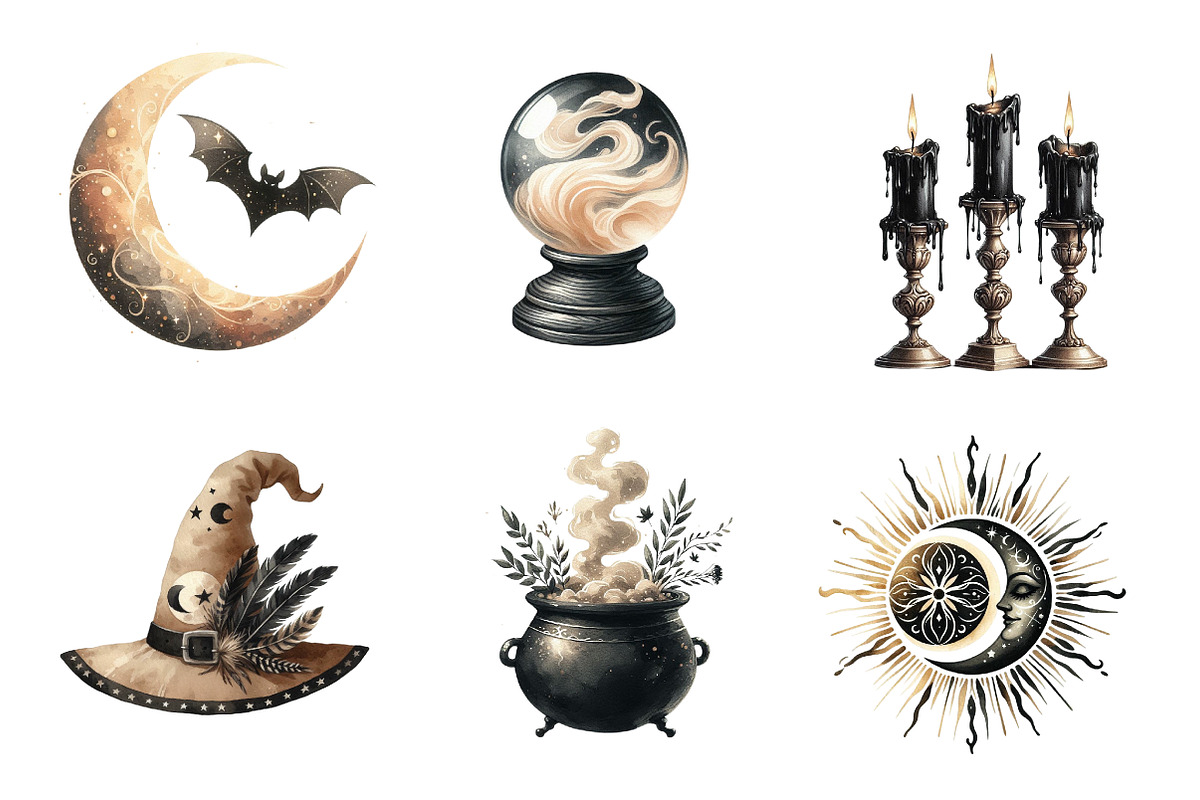 Beige & Black Halloween Clipart, an Illustration by CreationArt (Photo 3 of 5)