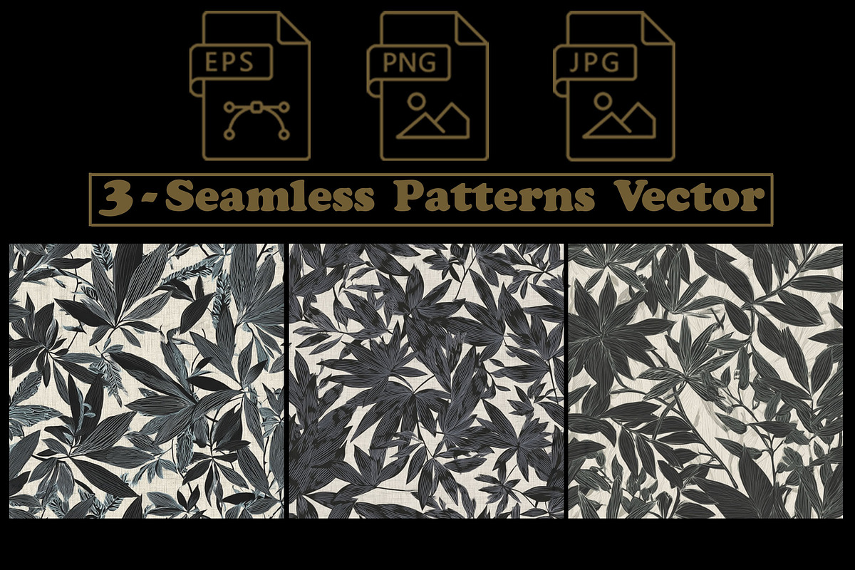 Charcoal Jungle Foliage Patterns, a Pattern Graphic by one-touch (Photo 3 of 9)