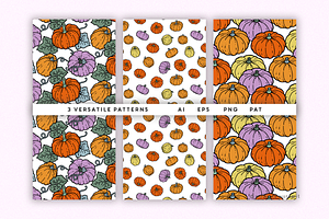 Pumpkin Patch Vector Pattern Set